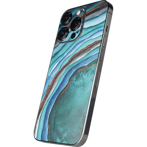 Turquoise Watercolor Geode iPhone 16 Pro Skin